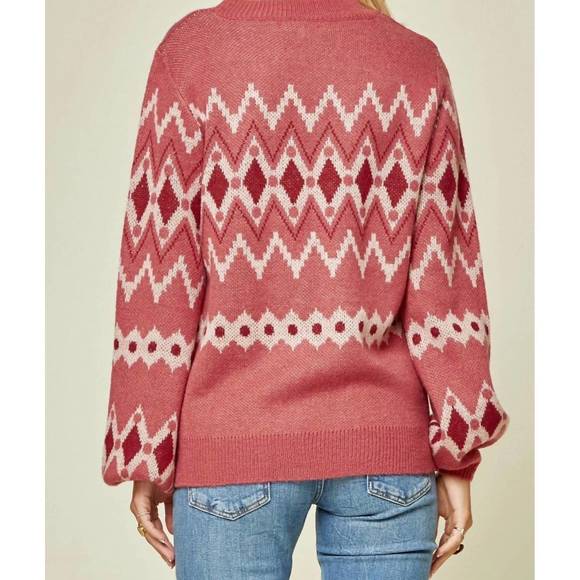NEW ANDREE BY UNIT geometric sweater in marsala - Picture 3 of 3